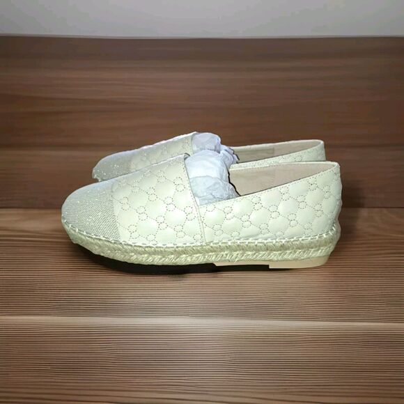 Jijixi Espadrille Cream Quilted Cap Toe slip on flats 245 US 8 Summer Beach - Picture 2 of 6